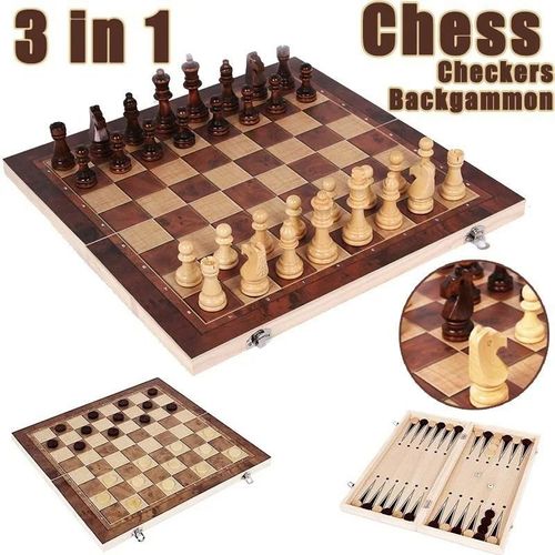 Jeu D'échecs International Pliable 3 En 1, Jouet Éducatif, Entraînement Cérébral, Jeu De Société, Pièces D'échecs En Bois Haut De Gamme[Z155]