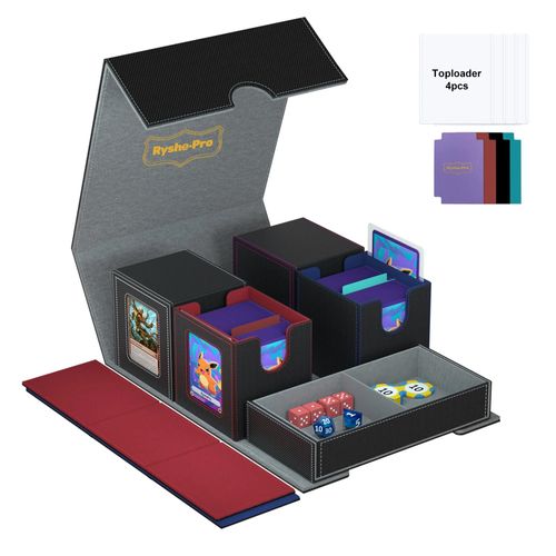 Boîte De Rangement De Cartes De Sport 3 En 1, Boîte De Rangement Pour Cartes De Sport, Compatible Avec Plus De 200 Cartes À Manches Simples Pour Cartes Mtg Tcg Ccg Avec 4 Séparateurs Et 2 Ch[Z167]
