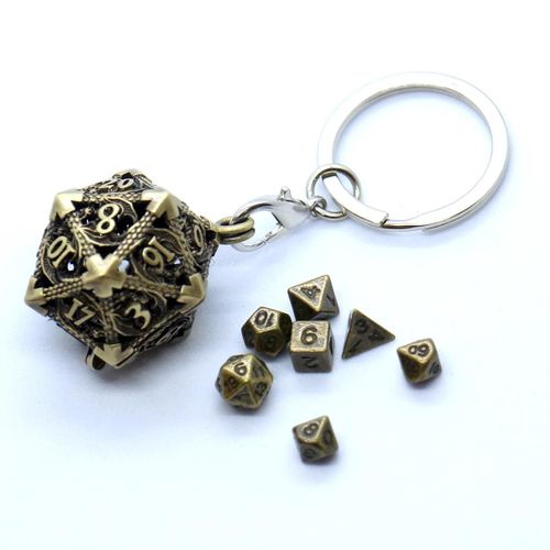 Boîte Creuse En Métal D20 + Jeu De Dés En Métal 7 Pièces, Mini Kit De Dés De Jeu De Société Portable[Z64]