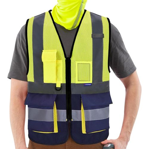 Gilet Haute Visibilité Maille Jaune 7 Poches De Classe 2" Gilet De Sécurité Réfléchissant Haute Visibilité Gilet De Travail Maille Jaune - Unisexe[Z24]