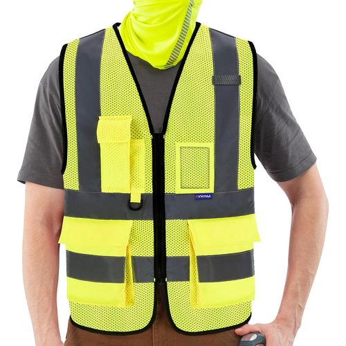 Gilet Haute Visibilité Rose Grande Taille 6Xl 7Xl 8Xl Été Devant Avec Des Bandes Réfléchissantes Unisexe Gilet De Sécurité Ventilé Avec Poche 6Xl 7Xl 8Xl[Z63]