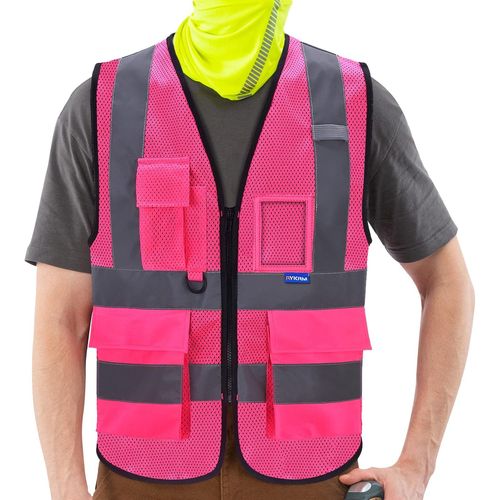 Gilet De Sécurité Ventilé Avec Poche Gilet Haute Visibilité Homme Été Devant Avec Des Bandes Réfléchissantes Unisexe[Z78]