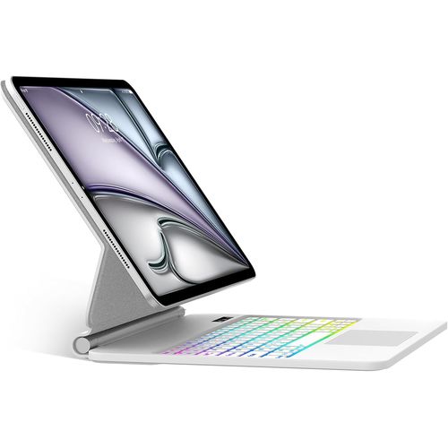 Magic Clavier Pour Ipad Air 13"" M3 2025/M2 2024 - Azerty Français Bluetooth Clavier Avec Pavé Tactile, Design Magnétique Flottant Magic Keyboard, Coque Pour Ipad Pro 12.9 6E 5E 4E Gén, Blanc[Z85]