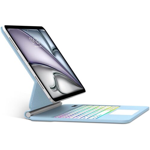 Coque Clavier pour iPad Pro 12.9"" (6e/5e/4e/3e) Gen, AZERTY Français Clavier rétroéclairé 7 Couleurs Détachable sans Fil Bluetooth, Étui iPad Air 13"" (M3 2025/M2 2024), Noir