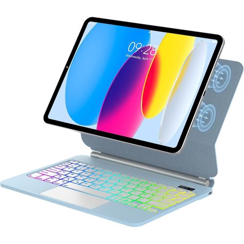 Clavier Pour Ipad 11Ème Génération (A16) 11"" 2025/Ipad 10Ème Génération 10.9\U201D 2022, Magnétique Ultra-Mince Détachable Avec Multi-Touch Trackpad Rétro-Éclairé, Français Azerty, Bleu Ciel[Z491]