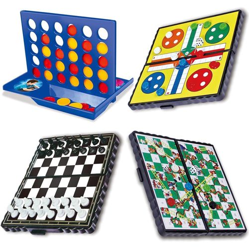 Connecter 4 Jeux De Société, Puissance 4 Jeu 4 In A Row Jeu Jeu De Stratégie Puissance Connect 4 Jeu Échecs Internationaux Ludo Échecs De Serpent Éducatifs Familiaux Voyage(4 Ensembles)[Z1568]