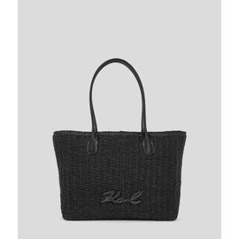 Karl Lagerfeld - Petit Cabas De Plage En Raphia K/signature, Femme, Noir, Taille: One Size