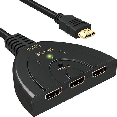 Commutateur HDMI 4K | Répartiteur HDMI HD 3 en 1 Out avec 4K/1080P/3D pour Xbox/PS3/PS4/Apple TV/Fire TV/lecteur DVD Blu-Ray