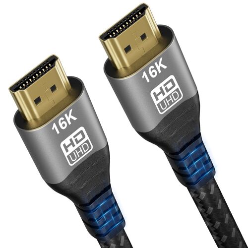 VornixorSarlshop-Câble HDMI 2.2 2m, 96Gbps Ultra-High-Speed, 16K@60Hz,12K,8K@240Hz,4K@480Hz, pour câble hdmi 2.1 eARC, HDR10+, Dolby Atmos/Vision, HDCP 2.3, pour PS5, Xbox, Soundbar, Fire TV, Laptop,