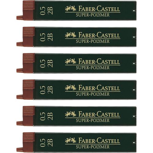 KALANKA-FABER-CASTELL 205027 - Set de mines fines Super Polymer, 6 pièces avec 12 mines chacune, 0,5 mm, dureté 2B