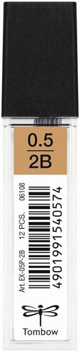Ex-05p-Hb Boîte De 12 Recharges Pour Porte-Mine Pointe 0,5mm, Dureté Hb