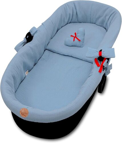 Coussin De Siège Pour Poussette Bébé - Housse De Nacelle Habillage Couffin O Réducteur Chaise Haute Accessoires 3 Pièces Avec Insert Et Oreiller Plumes