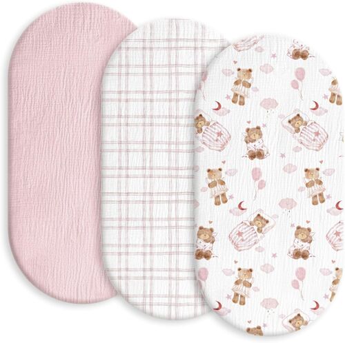 3pcs Drap Élastique + Protège-Matelas Pour Parc À Langer, 100% Coton Mousseline, Doux & Qualité Premium, Universel Pour Poussette, Cadeau De Naissance