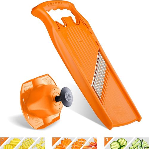 Kalanka-Coupe-Légumes Onde-Gaufre Powerline + Porte-Fruit (2 Pièces) \U2022 Coupe-Légumes Ondulé \U2022 Coupe Vague & Gaufrette \U2022 Set Pour Frites & Gaufrettes De Pommes De Terre (Orange)