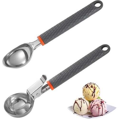 Kalanka-2 Pièces Cuillère À Glace,Acier Inoxydable Cuillère Scooper,Boule A Glace,Cuillère À Boules De Glace,Avec Poignée Antidérapante Confortable,Pour La Glace, La Pastèque