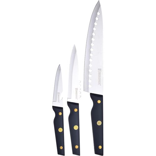 Pro Reco - Ensemble De Couteaux De Cuisine Professionnelle - Ensemble En Acier Inoxydable À 3 Pièces - Abs Mango Fabriqué Avec Des Matériaux Recyclés - Couteaux De Cuisine Multifonctionnels