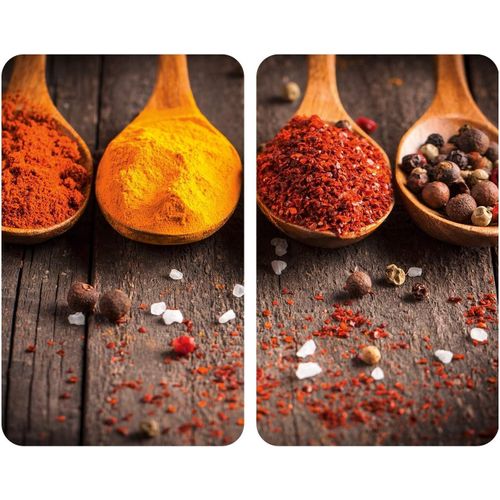 KALANKA-Set de 2 couvre-plaque de cuisson pour plaques vitrocéramiques ou induction, Verre trempé, 30 x 0.8 x 52 cm, Multicolore