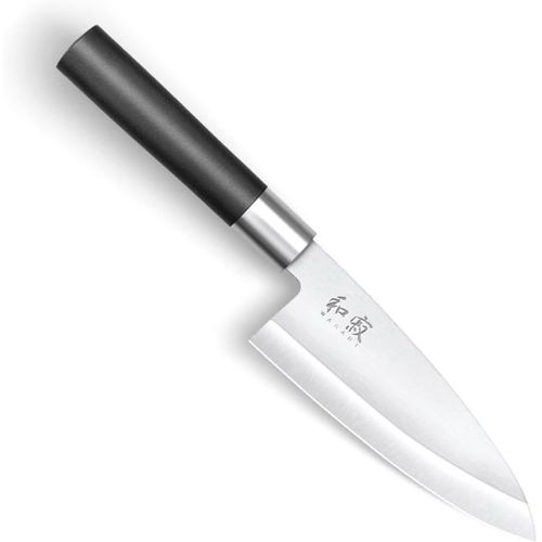 KALANKA-Wasabi Black Deba - Longueur de Lame de 10,5 cm - Acier Inoxydable Poli 6A/1K6 58 (±1) HRC - Manche en polypropylène Noir - Hachoir Japonais - Fabriqué au Japon