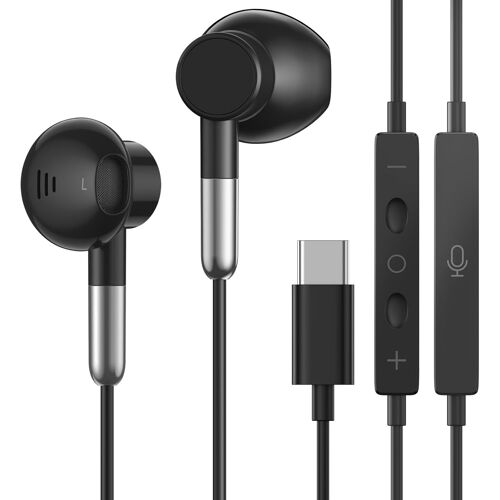 KALANKA-Écouteurs USB C pour Samsung Galaxy et iPhone 17/16/15, écouteurs intra-auriculaires de type C, écouteurs stéréo HiFi avec microphone et contrôle du volume pour i-Pad Pro/Air, Samsung Galaxy
