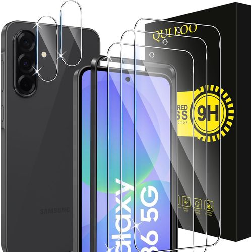 JGD-Verre Trempé pour Samsung Galaxy A36 5G, 3 Pièces Protecteur D'écran et 2 Pièces Caméra Arrière Protecteur, 9H Dureté Film Protection Écran HD Clarté Anti Rayures Vitre Protection