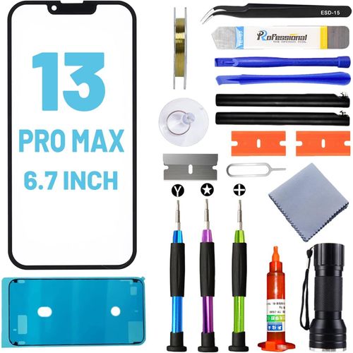 Kalanka-Écran Avant En Verre Pour Iphone 13 Pro Max 6,7"", Kit De Réparation Avec Colle Imperméable (Pas Lcd Ni Numériseur Tactile)