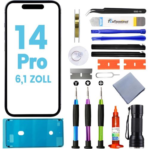 Kalanka-Écran Avant Pour Iphone 14 Pro, 6,1"", Kit De Réparation Avec Adhésif Imperméable (Pas Lcd Ni Numériseur Tactile)