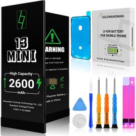 Kalanka-Batterie Pour Iphone 13 Mini, 2600mah De Haute Capacité, Compatible Avec A2481/A2626/A2629/A2630/A2628, 0 Cycles, Kit De Réparation Complet, Certifiée Ce/Rohs/Fcc/Pse