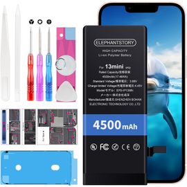 Kalanka-Batterie Pour Iphone 13 Mini, 4500 Mah Remplacement Interne Haute Capacité Batterie Pour A2481 A2626 A2628 A2629 A2630 Avec Guide Et Tous Les Outils De Réparation