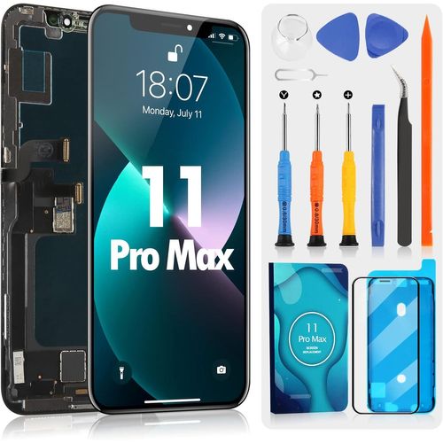 Kalanka-Écran Pour Iphone 11 Pro Max Display - 6,5"" Lcd Écran Digitizer Touch Screen Frame Pour Iphone 11 Pro Max Avec Outils De Réparation Noir, Compatible Avec Modèle A2161, A2220, A2218