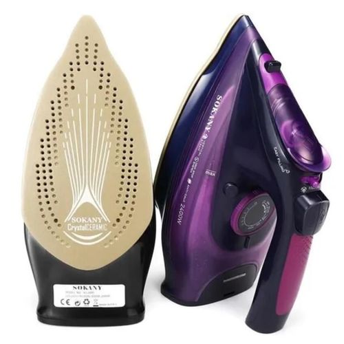 Fer à Vapeur Repasser 2400W Sans fil 5 Vitesse Réglable Anti-goutte Anti-calcaire EU Plug Violet