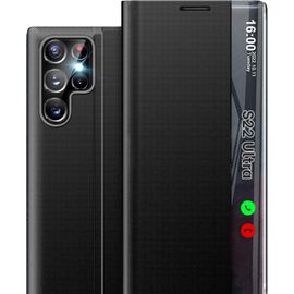 KALANKA-Coque S22 Ultra pour Samsung S22 Ultra Etui Clear View Cover à Rabat Étui Housse Galaxy s22 Ultra Mince Flip Folio Béquille Stand Support Coque pour Samsung Galaxy S22 Ultra 5g Case (Noir)