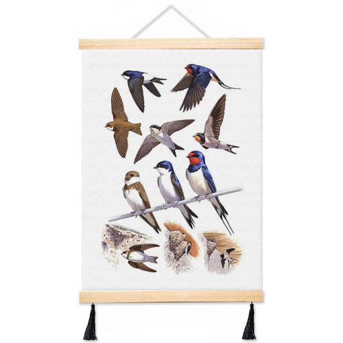 Suspension Pour Affiche En Toile Avec Cadre Hirondelles Et Martinets 40x50cm Murale Avec Pompons Cadeaux De Noë