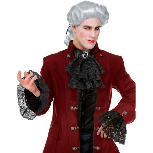 Jabot Et Manchettes Dentelles Noires Adulte