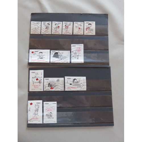 Lot De 14 Timbres Oblitérés Autoadhésifs - "Sourires" Avec Le Petit Nicolas De René Goscinny- 2009