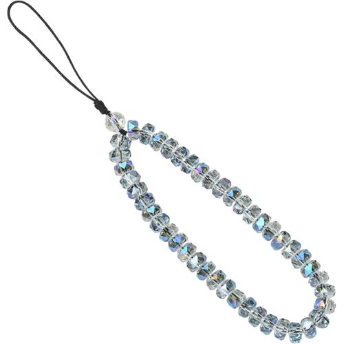 KALANKA-Dragonne pour Téléphone Portable Ornée de Perles de Cristal Lanière de Téléphone en Perles de Verre Grises Scintillantes Bracelet pour Appareil Photo Porte-clés Sac
