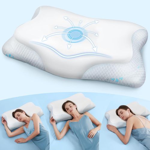 Kalanka-Oreiller Ergonomique Cervical Mémoire De Forme - Réglable 2 En 1 Oreiller Orthopédique Pour Dormir Sur Le Côté Et Sur Le Dos, Coussin Memory Foam Anti Douleur
