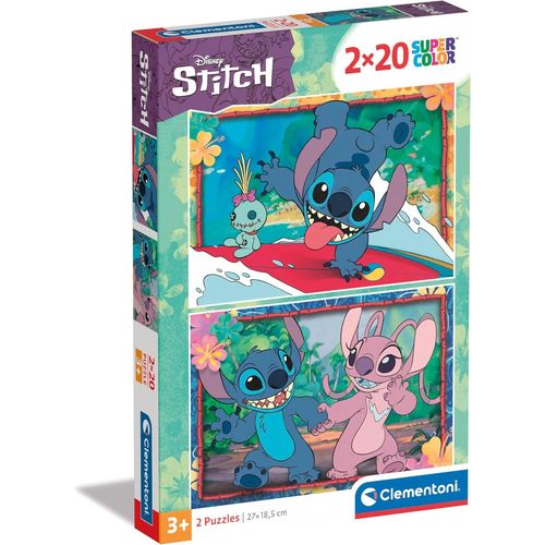Puzzle Disney Stitch SuperColor 2x20 pièces ¿ Jeu éducatif motricité 3 ans+