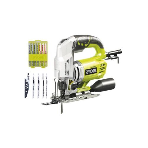 Pack RYOBI Scie sauteuse pendulaire RJS850KA5 - 600W - 85mm - lot de 5 lames - coffret de 10 lames - bois - plastique - bimétal - 102mm - RAK10JSB