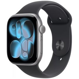 Apple Watch Series 11 GPS 46mm Boitier en Aluminium Gris Sidéral avec Bracelet Sport Noir M/L