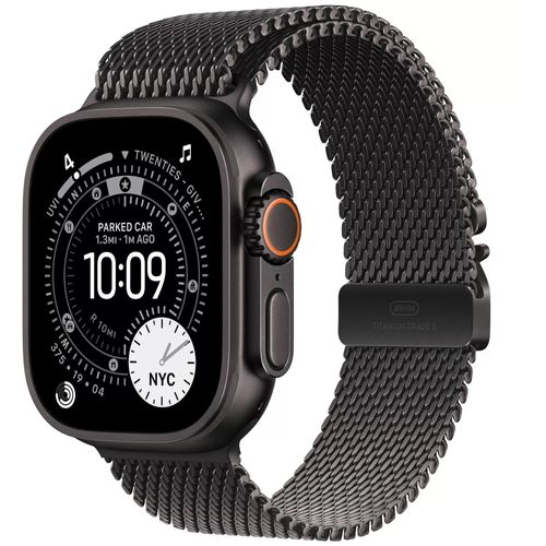 Apple Watch Ultra 3 - 49 mm - Titane Noir / Bracelet milanais - M - Cellular