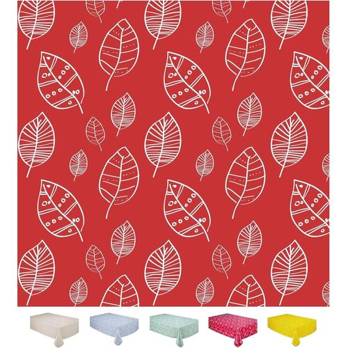 Nappe Toile Cirée Pvc Rectangulaire 140 X 180 Cm Feuilles Rouge