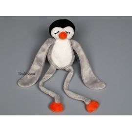 Doudou pingouin gris blanc noir orange Nature Planet