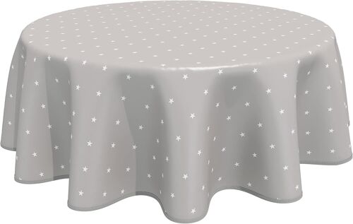 Sjzg-Nappe Toile Cirée Pvc Ronde 160 Cm Étoiles, Beige Gris