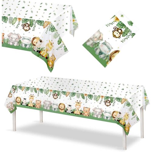 Sjzg-Nappe D'animaux De Forêt,Nappe De Thème Des Animaux De La Jungle,Nappe Jungle,Nappe Jungle Safari,Nappe Anniversaire Jungle,Animaux Nappe En Plastique,Nappe De Table Jungle,108x180cm,1 Pièce
