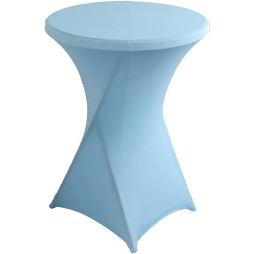 SJZG-Stretch Nappe Housse Lavable Nappe Mange Debout Ronde Protection Pour Bar Table De Banquet De Mariage Table Cocktail Haute De Bistro (Bleu Clair, Ø 60-65 Cm)
