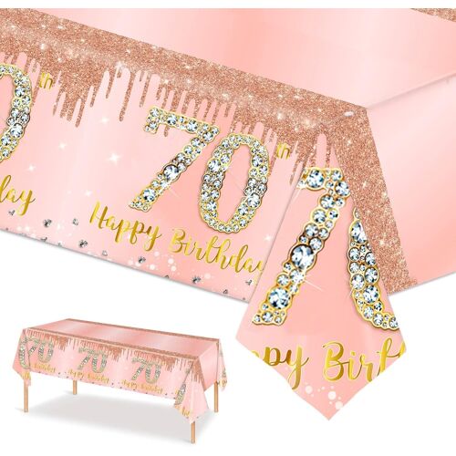 Sjzg-Nappe En Plastique Pour 70e Anniversaire - 137 X 274 Cm - Décorations De 70e Anniversaire Pour Elle - Cadeau D'anniversaire - Fournitures De Fête D'anniversaire