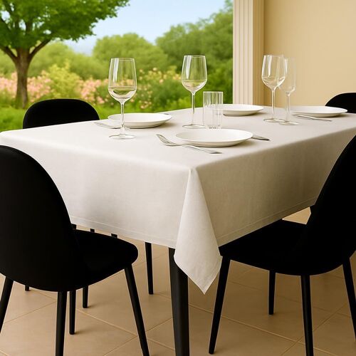 Sjzg-Nappe Anti Tache Blanche 100x140 Protection De Table Polyester D'intérieur Et D'extérieur Fabriqué En Italie