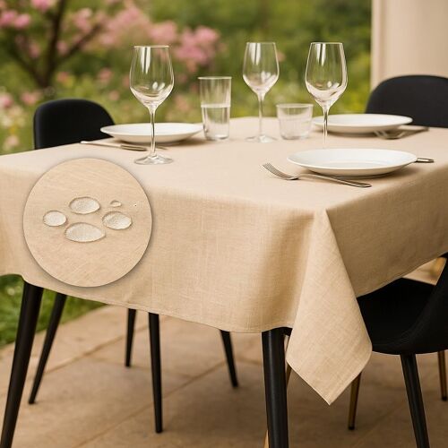 Sjzg-Nappe Anti Tache 100x140 Beigeprotection De Table Polyester D'intérieur Et D'extérieur Fabriqué En Italie