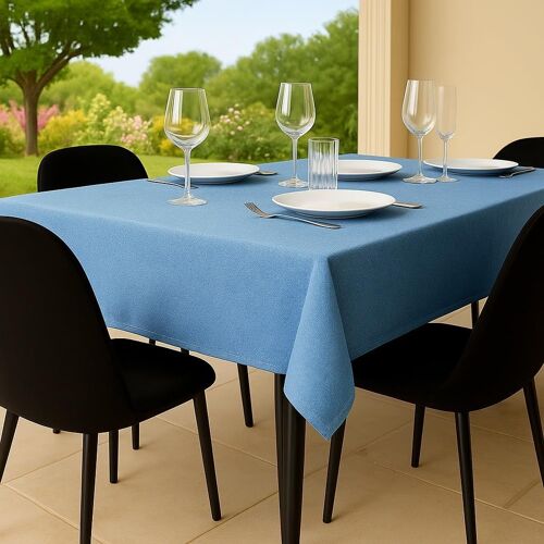Sjzg-Nappe Anti Tache 80x80 Bleue Protection De Table Polyester D'intérieur Et D'extérieur Fabriqué En Italie