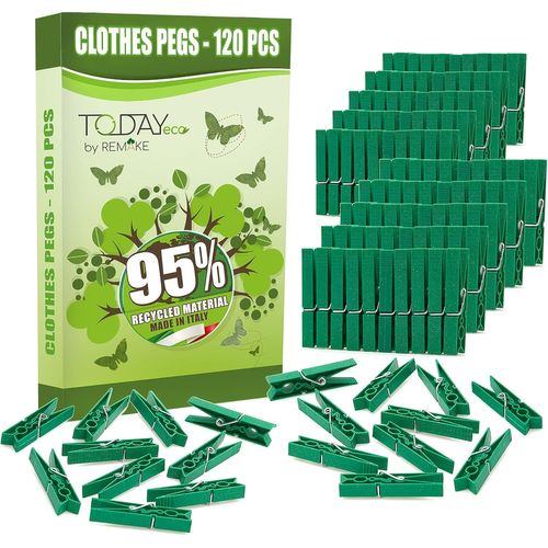 TEPPD-Eco \u2013 120 Pinces à Linge Solides en Plastique recyclé à 95 %, Grand Format, résistantes, antirouille, Anti-Vent, ne laissent Pas de Marque \u2013 Pinces à Linge pour extérieur et étendoir
